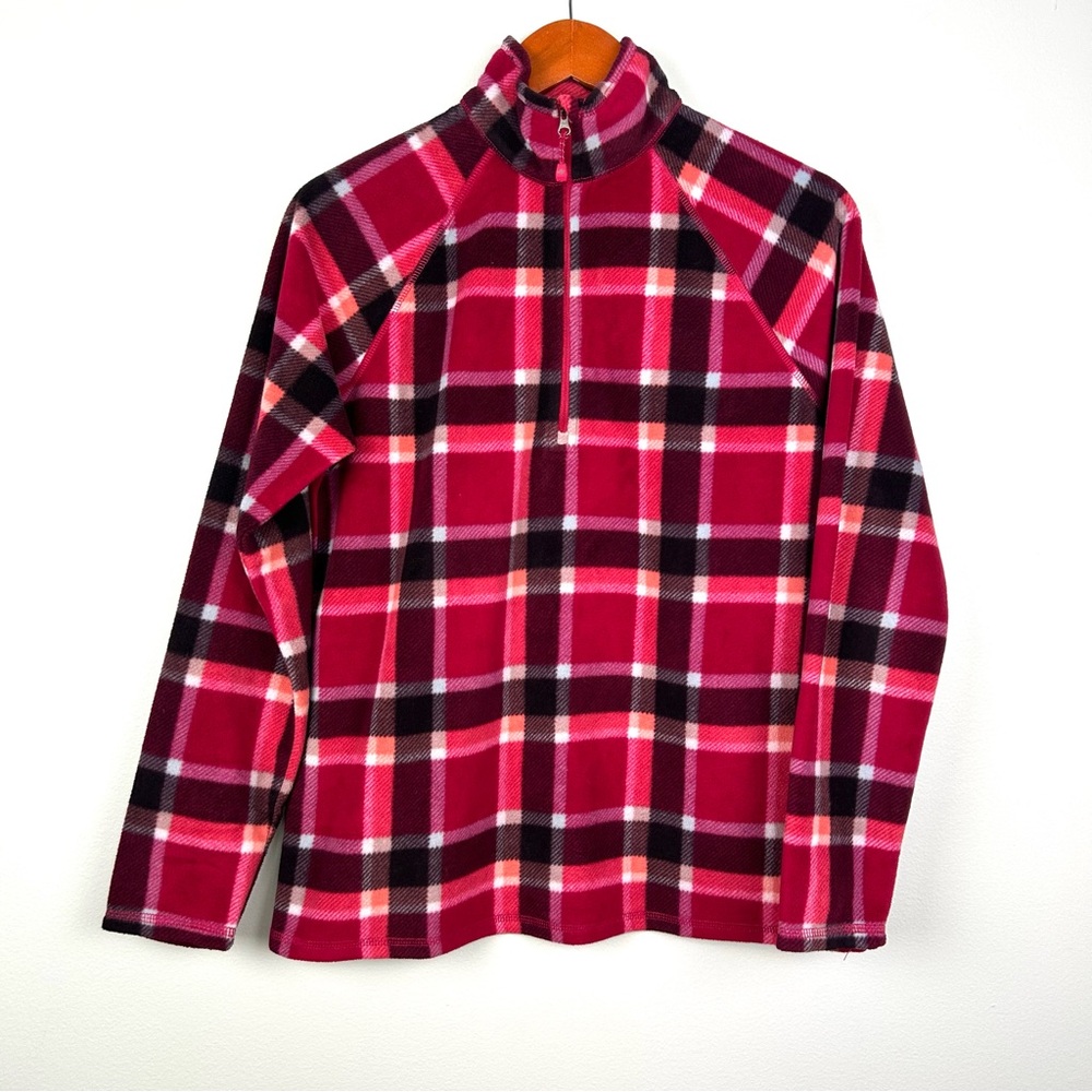Eddie Bauer midweight Quarter -Zip Fleece Pullover sweater size M plaid